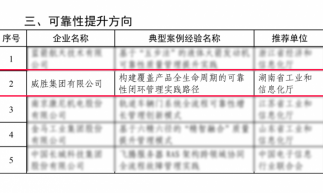湖南唯一！威胜集团项目入选工信部《2025年度工业和信息化质量提升与品牌建设典型案例》
